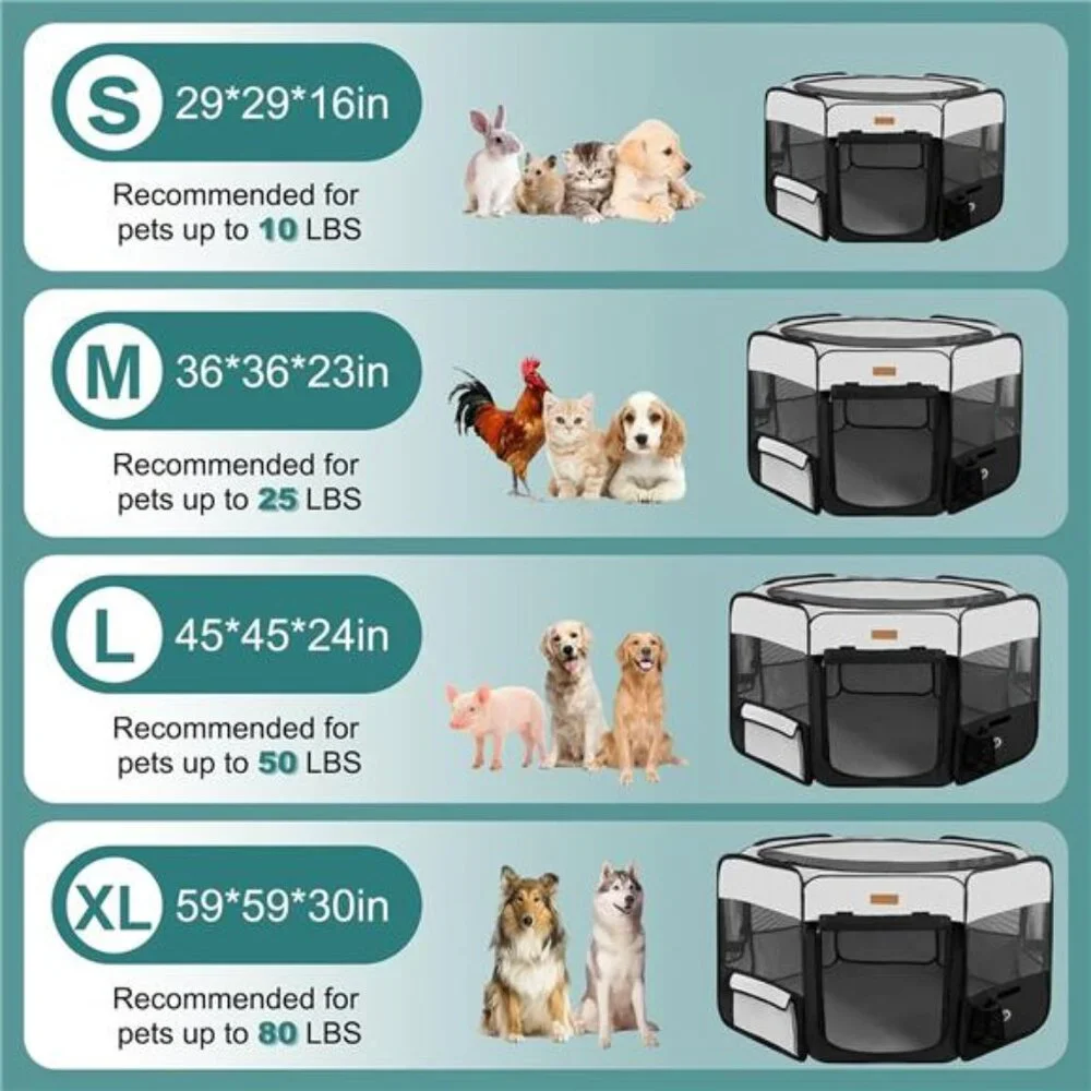 Dog Playpen, Portable Pet Play Pen for Cat, Puppies, Rabbits, Chickens, Foldable